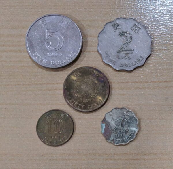 5 different coins of Hongkong