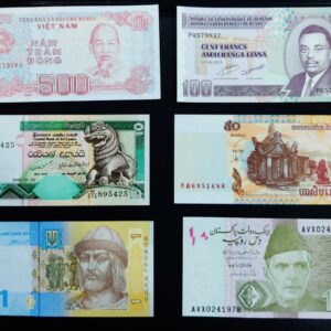 Set of 6 different foreign banknotes UNC condition