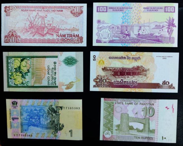 Set of 6 different foreign banknotes UNC condition - Image 2