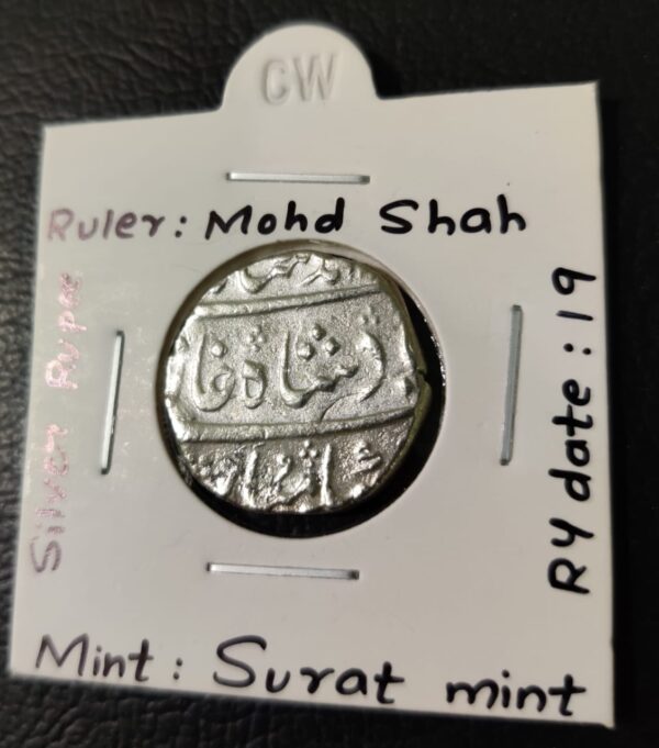 Top Condition Mughal Silver Coin RY 19 - Image 2