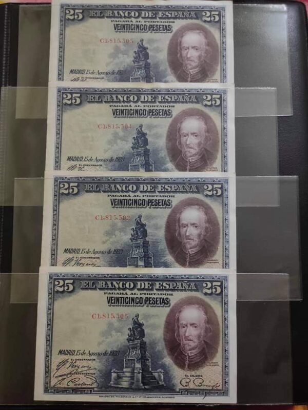 Spain 25 pesetas old issue big size collectible note