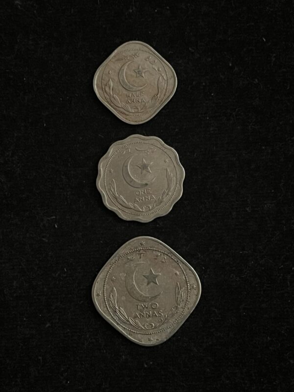 Pakistan ½ Anna, 1 Anna, and 2 Anna Coin Set