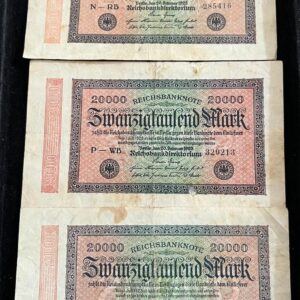 Post-World War I 1923 Germany 20,000 Mark Banknote