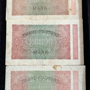 Post-World War I 1923 Germany 20,000 Mark Banknote