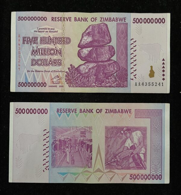 500 Million Dollars Zimbabwe Banknote
