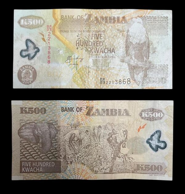 500 Zambian Kwacha Banknote Polymer