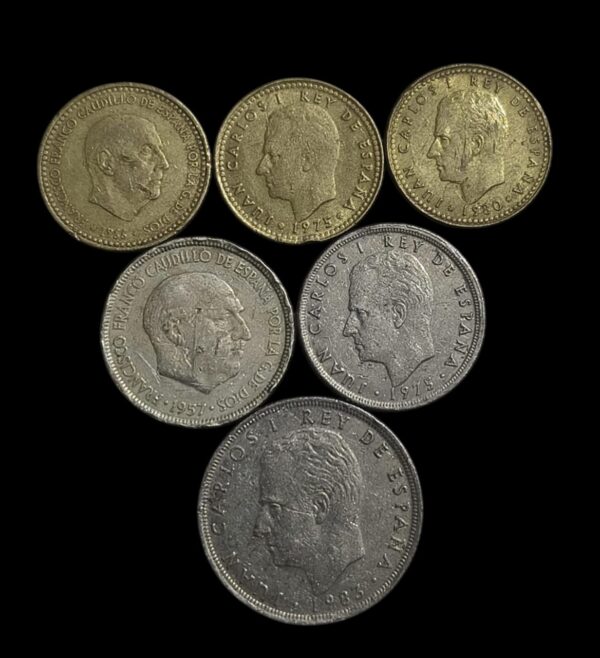 Historic Spanish Peseta Coin Set – Pre-Euro Era Treasures (1, 5, 25 PTAS) - Image 2
