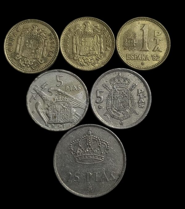Historic Spanish Peseta Coin Set – Pre-Euro Era Treasures (1, 5, 25 PTAS)