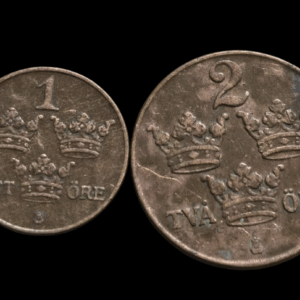 Sweden – Pair of Gustaf V Öre coins (1 Öre & 2 Öre)