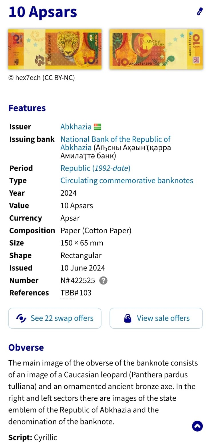 10 Apsars – Abkhazia