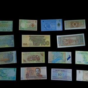 30 different foreign country banknote