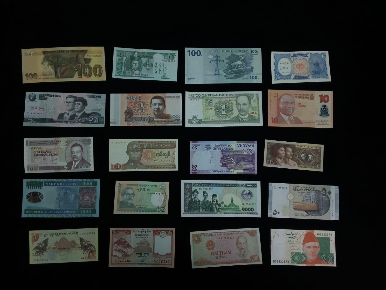 20 Different Country Banknote Set